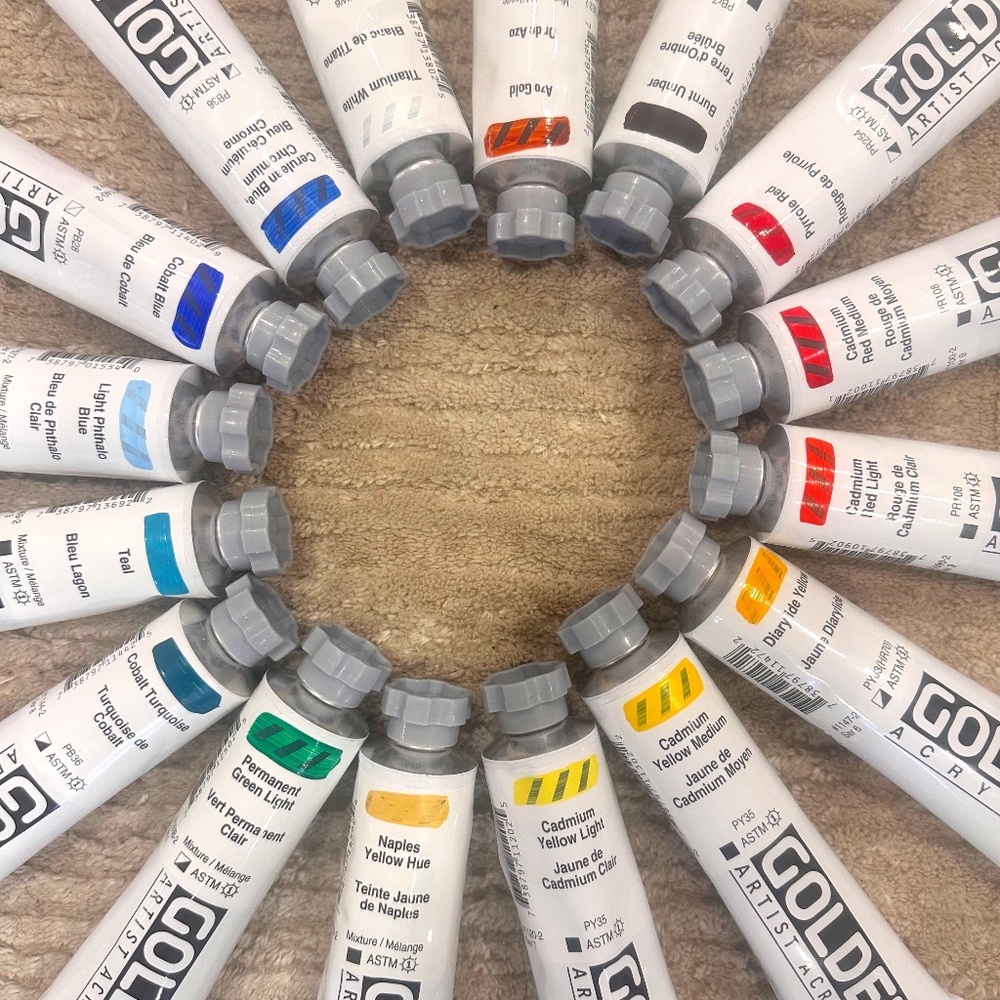 16 NEW Tubes of Golden Heavy Body Acrylic Paint, Art Supplies, High Series